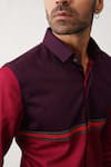 Buy_Seven_Red Cotton Color Block Shirt _Online_at_Aza_Fashions