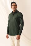 Seven_Green Cotton Piping Detailed Shirt _Online_at_Aza_Fashions