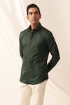 Buy_Seven_Green Cotton Piping Detailed Shirt _Online_at_Aza_Fashions