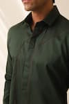 Shop_Seven_Green Cotton Piping Detailed Shirt _Online_at_Aza_Fashions