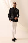 Buy_Seven_Black Cotton Embroidered Bead Diffused Shirt _at_Aza_Fashions