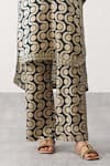 Shop_Seven_Gold Bemberg Sateen Printed Wave Collared Ami Kurta And Pant Co-ord Set 