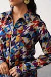 Seven_Multi Color Cotton Twill Printed Geometric Aurora Shirt And Pant Co-ord Set _at_Aza_Fashions