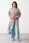 Buy_Seven_Multi Color Bemberg Sateen Printed Floral V Neck Ava Kurta And Pant Co-ord Set _at_Aza_Fashions