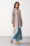 Seven_Multi Color Bemberg Sateen Printed Floral V Neck Ava Kurta And Pant Co-ord Set _Online_at_Aza_Fashions