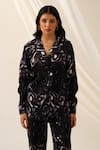 Buy_Seven_Black Bemberg Sateen Printed Abstract Collared Cosmic Shirt And Pant Co-ord Set _at_Aza_Fashions