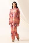 Seven_Multi Color Bemberg Sateen Printed Abstract Mirror Dita Tunic And Pant Co-ord Set _Online_at_Aza_Fashions