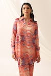 Seven_Multi Color Bemberg Sateen Printed Abstract Mirror Dita Tunic And Pant Co-ord Set _at_Aza_Fashions