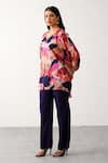 Seven_Multi Color Bemberg Sateen Printed Floral V Neck Monet Tunic And Pant Co-ord Set _at_Aza_Fashions