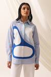 Buy_Seven_Blue Cotton Abstract Collared Oasis Front Pattern Shirt _at_Aza_Fashions