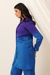 Buy_Seven_Blue Bemberg Sateen Collared Ombre Tunic And Pant Co-ord Set 