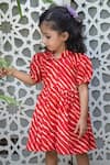 Laadlo_Red Indian Cotton Print Leheriya Gulab Dress _Online_at_Aza_Fashions