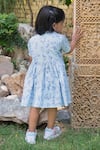 Shop_Laadlo_Blue Indian Cotton Print Bloom Dandelion Dress _at_Aza_Fashions