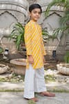 Shop_Laadlo_Yellow Indian Cotton Print Leheriya Balsam Kurta With Pant _Online_at_Aza_Fashions