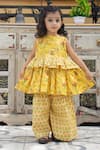 Buy_Laadlo_Yellow Indian Cotton Print Sunflower Bloom Kurta With Sharara _at_Aza_Fashions