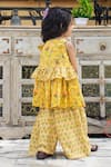 Shop_Laadlo_Yellow Indian Cotton Print Sunflower Bloom Kurta With Sharara _at_Aza_Fashions