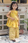 Shop_Laadlo_Yellow Indian Cotton Print Sunflower Bloom Kurta With Sharara _Online_at_Aza_Fashions