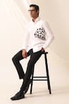 Shop_Seven_White Cotton Embroidered Leopard Patch Face Shirt _Online_at_Aza_Fashions