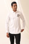 Buy_Seven_White Cotton Embroidered Turtle Motif Quick Shirt _Online_at_Aza_Fashions