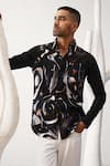 Buy_Seven_Black Cotton Printed Fluidic Cosmic Noir Shirt _at_Aza_Fashions