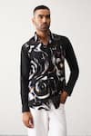 Buy_Seven_Black Cotton Printed Fluidic Cosmic Noir Shirt _Online_at_Aza_Fashions