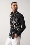 Shop_Seven_Black Cotton Printed Fluidic Cosmic Noir Shirt _Online_at_Aza_Fashions