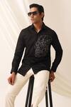 Shop_Seven_Black Cotton Embroidered Head Graphic Motif Detailed Shirt _Online_at_Aza_Fashions