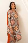 Seven_Multi Color Bemberg Sateen Printed Abstract V Dreia Tunic And Pant Co-ord Set _at_Aza_Fashions