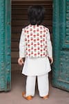 Shop_Laadlo_Red Indian Cotton Print Gurhal Handblock Bundi _at_Aza_Fashions