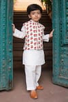 Laadlo_Red Indian Cotton Print Gurhal Handblock Bundi _Online_at_Aza_Fashions