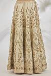 Shop_Vandana Sethi_Ivory , Organza Zari, Zardozi Paisley Embroidered Bridal Lehenga Set 