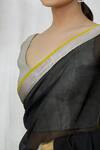 Shop_Mint N Oranges_Black Chanderi Handwoven Saree With Unstitched Blouse Fabric_Online_at_Aza_Fashions