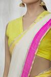 Shop_Mint N Oranges_White Handloom Cotton, Chanderi Handwoven Saree With Unstitched Blouse Fabric_Online_at_Aza_Fashions