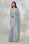 Buy_Mint N Oranges_Blue Pure Chanderi Zari Pattern Saree With Unstitched Blouse Fabric _Online_at_Aza_Fashions
