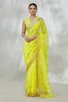 Shop_Mint N Oranges_Yellow Chanderi Zari Floral Motif Pattern Saree With Unstitched Blouse Fabric_Online_at_Aza_Fashions
