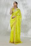 Buy_Mint N Oranges_Yellow Chanderi Zari Floral Motif Pattern Saree With Unstitched Blouse Fabric_at_Aza_Fashions