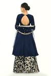 Rishi and Vibhuti x AZA_Blue Crepe Woven Sequin Round Floral Brocade Sharara Set _Online_at_Aza_Fashions