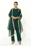 Buy_Rishi and Vibhuti x AZA_Green Crepe Embroidered Round Placed Anarkali Pant Set _at_Aza_Fashions