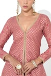 Shop_Rishi and Vibhuti x AZA_Pink Chanderi Polka Plunged V Slit Kurta And Pleated Sharara Set _at_Aza_Fashions