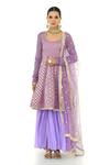 Buy_Rishi and Vibhuti x AZA_Purple Georgette Woven Floral U Neck Pattern Anarkali With Dupatta _at_Aza_Fashions