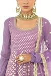 Shop_Rishi and Vibhuti x AZA_Purple Georgette Woven Floral U Neck Pattern Anarkali With Dupatta _at_Aza_Fashions