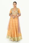 Buy_Rishi and Vibhuti x AZA_Yellow Chanderi Woven Mirror Plunged V Floral Pattern Lehenga Set _at_Aza_Fashions