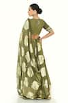 Shop_Rishi and Vibhuti x AZA_Green Dupion Woven Floral Plunged V Lehenga Set With Dupatta _at_Aza_Fashions