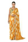 Buy_Rishi and Vibhuti x AZA_Yellow Georgette Flower Sweetheart Pattern Saree With Blouse _at_Aza_Fashions