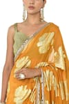 Rishi and Vibhuti x AZA_Yellow Georgette Flower Sweetheart Pattern Saree With Blouse _Online_at_Aza_Fashions