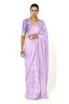 Buy_Rishi and Vibhuti x AZA_Purple Georgette Embroidered Striped Plunged V Metallic Saree With Blouse _at_Aza_Fashions