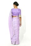 Shop_Rishi and Vibhuti x AZA_Purple Georgette Embroidered Striped Plunged V Metallic Saree With Blouse _at_Aza_Fashions