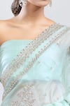 Shop_Anushree Reddy_Green Organza Embroidered Sequins Zardozi Saree With Unstitched Blouse Piece _Online_at_Aza_Fashions