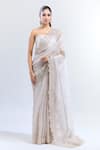 Buy_Anushree Reddy_Ivory Organza Embroidered Floral Inara Saree With Unstitched Blouse Piece _at_Aza_Fashions