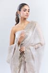 Buy_Anushree Reddy_Ivory Organza Embroidered Floral Inara Saree With Unstitched Blouse Piece _Online_at_Aza_Fashions